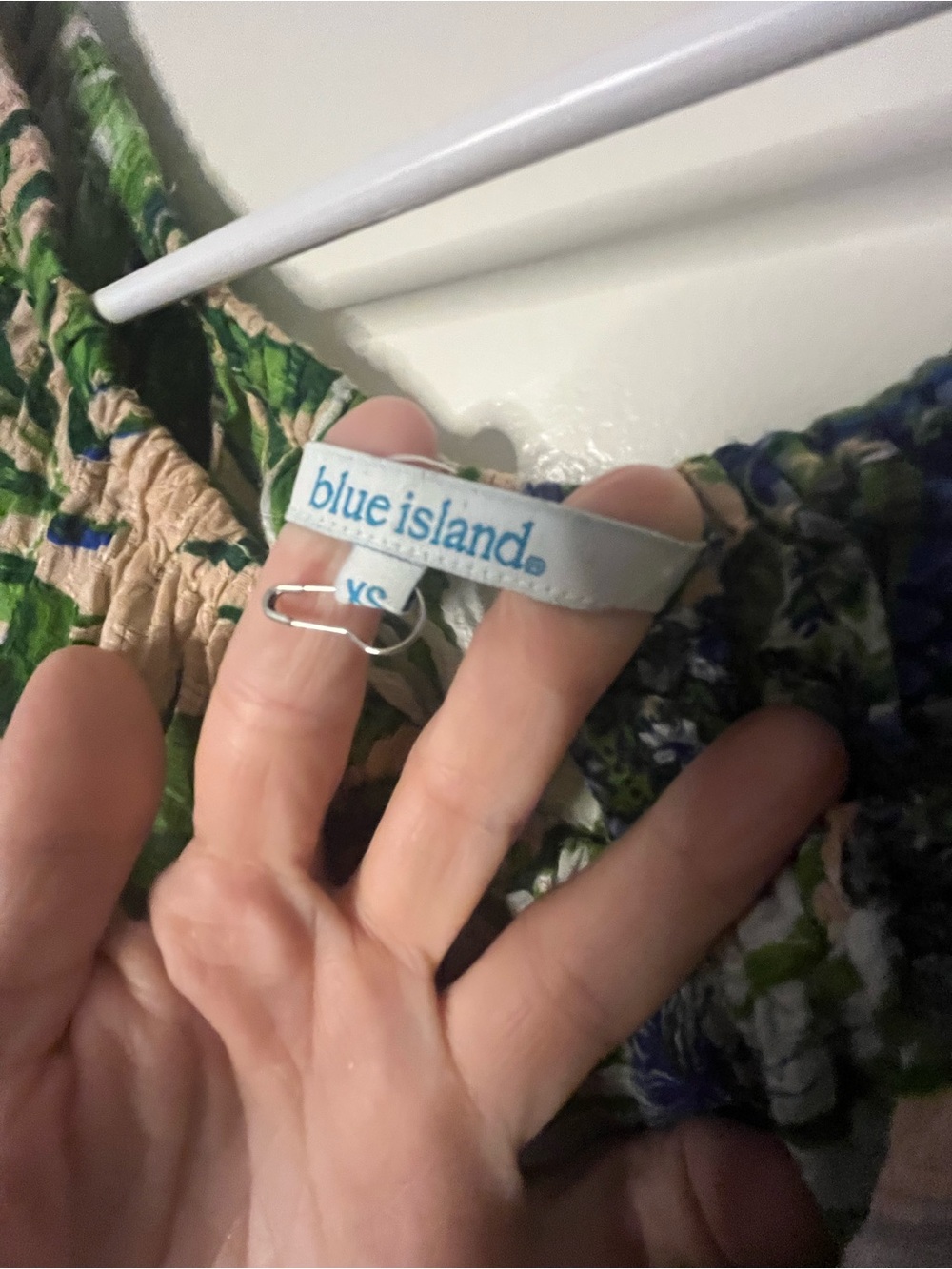 Blue Island Off-Shoulder Green Tropical Print Dress - Picture 5 of 5